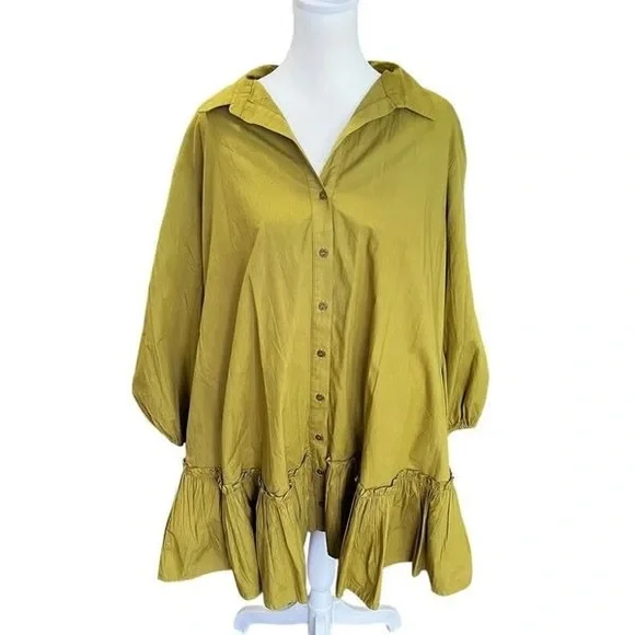 Anthropologie Mustard Long Sleeve Dress - Picture 2 of 5